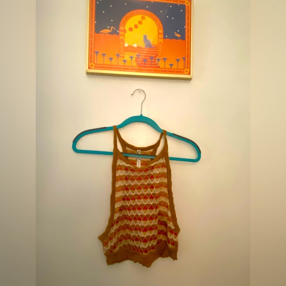 Sheer argyle crop top